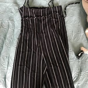 Striped overall pants